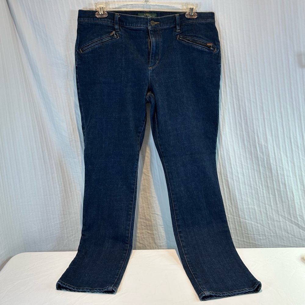 Lauren Jeans Co Ralph Lauren Sz 16 Jeans Straight Modern Slim Mid Rise Dark Wash